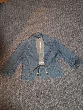 Banana Republic Light Blue Denim Tie-Waist Blazer